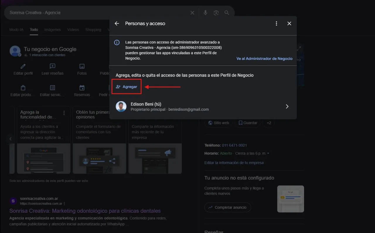 Cómo agregar un administrador a Google Business Profile